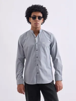Grey Chinese Collar Slim Fit Shirt
