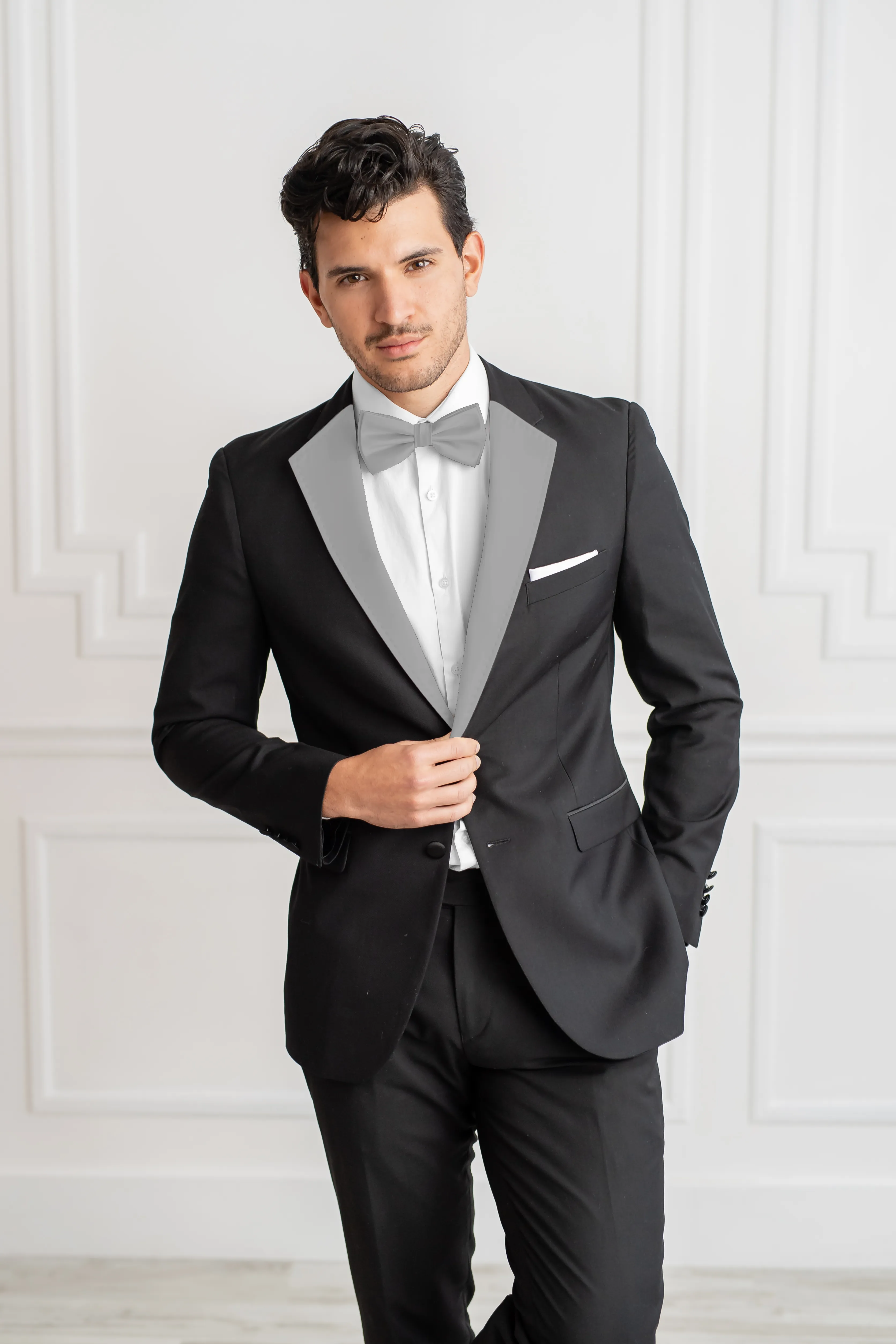 Grey Satin Notch Lapels