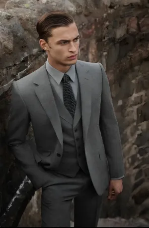 Grey Tweed Wool 3-Piece Suit for Men | Vintage Wedding & Winter Groom Wear