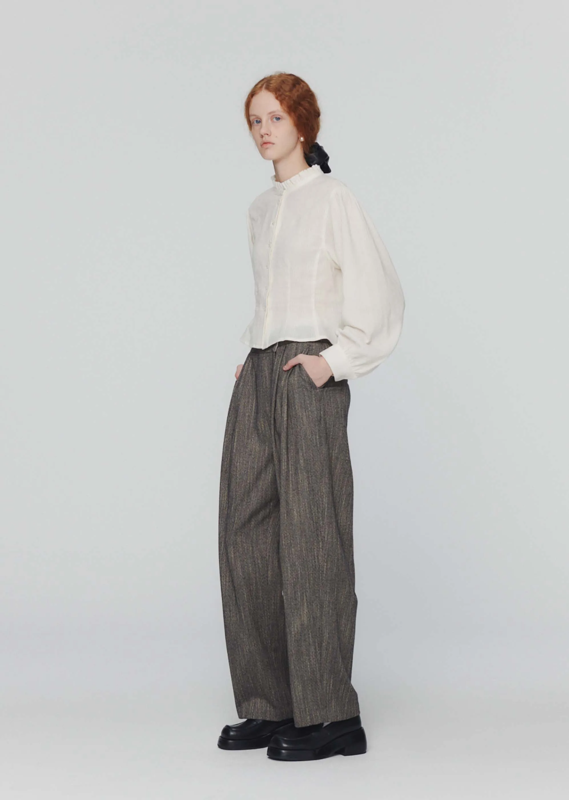 Grey Tweed Wrap Trousers