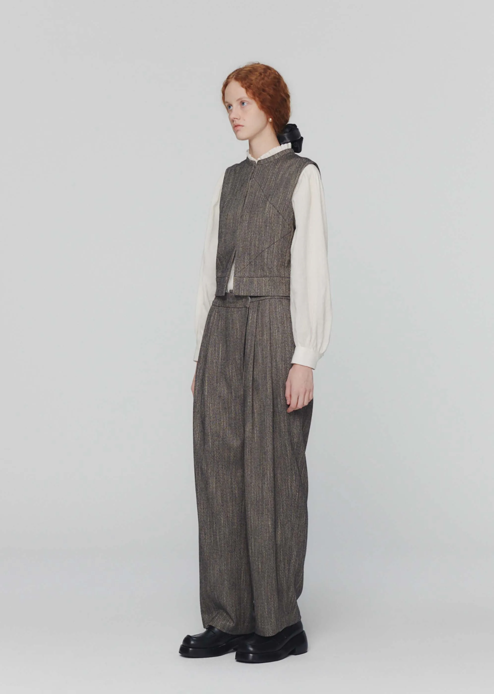 Grey Tweed Wrap Trousers