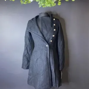 Guess Black Double-Breasted Skirted Coat, XXS