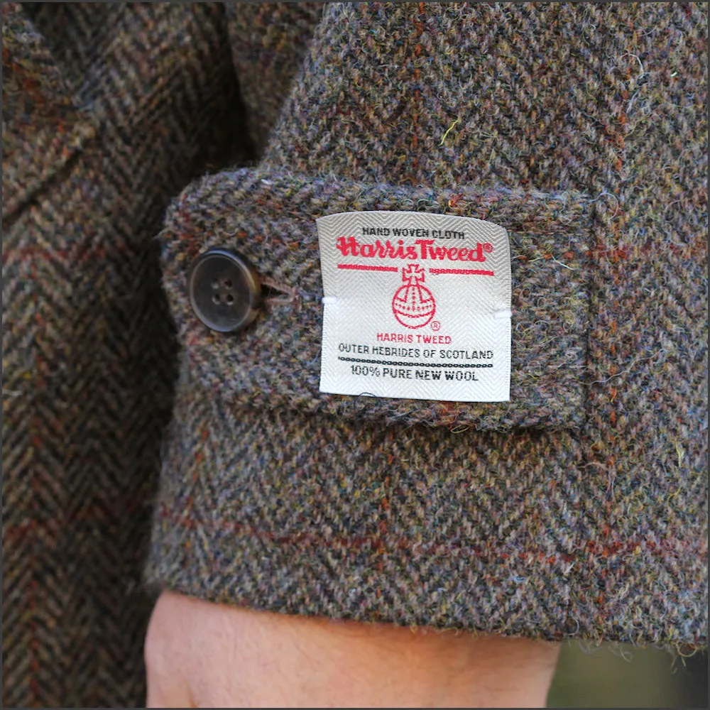 Harris Tweed Brown Herringbone Raglan Overcoat==