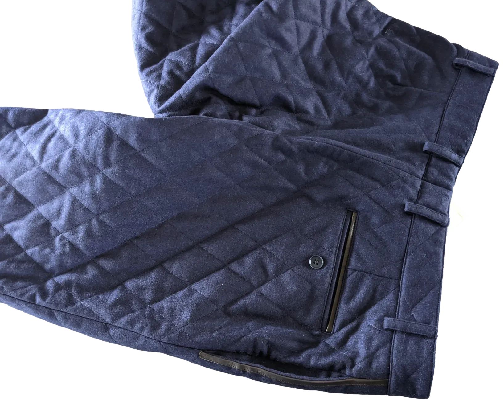 Hermes Bleu Pilote "Saint Germain" Pantalon Laine Matelasse Quilted Wool Men's Pants Sz44, BNWT!