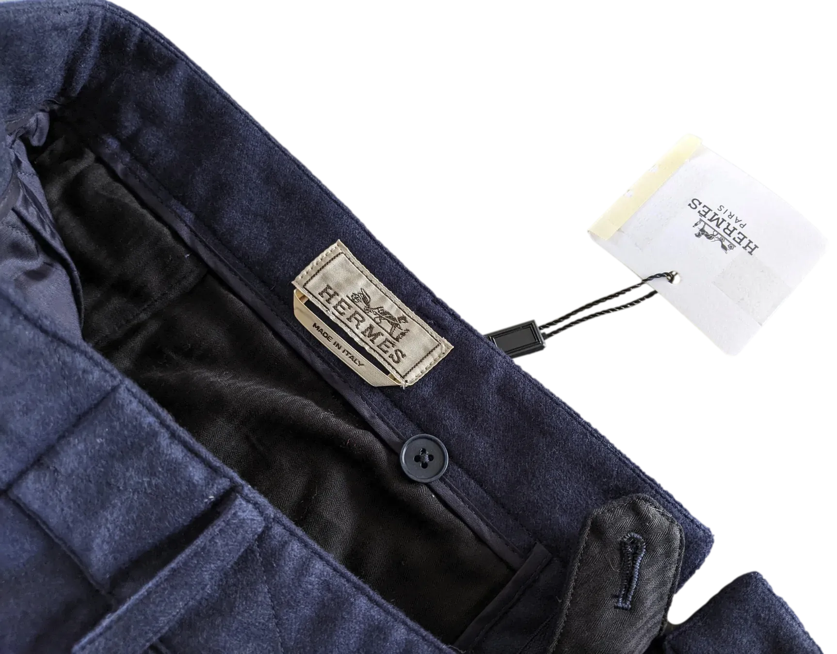 Hermes Bleu Pilote "Saint Germain" Pantalon Laine Matelasse Quilted Wool Men's Pants Sz44, BNWT!
