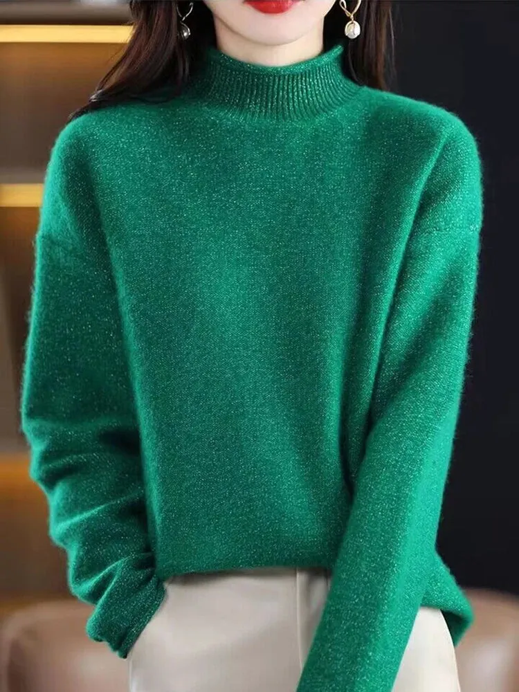 High Collar Woolen Sweater