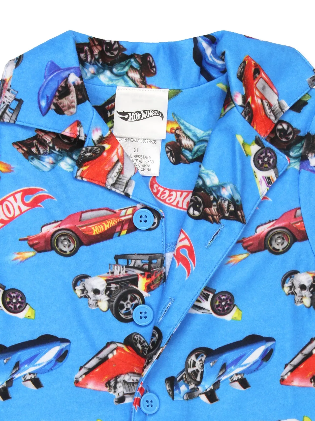 Hot Wheels Racecar Toddler and Boys Flannel Coat Style Pajama Set