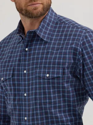 INDIGO BLUE WRINKLE RESIST WRANGLER SNAP SHIRT