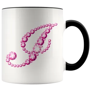 Initial I | Monogram Coffee Mug | Custom Letter Mug | Bling Style | Initial Letter Cup