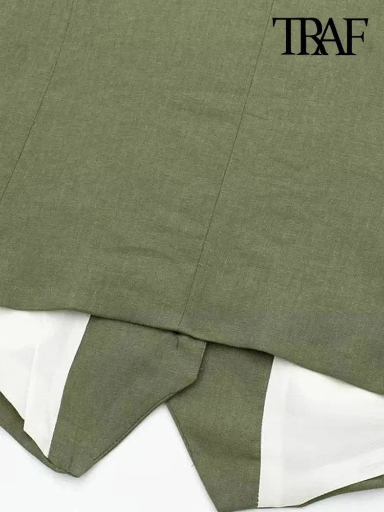 JazzHer Women Fashion Front Button Linen Waistcoat Vintage V Neck Sleeveless Female Outerwear Chic Vest Tops