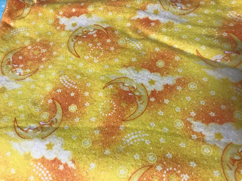 Kitties with Crescent Moons Flannel Fabric for Sewing, Quilting or Crafts