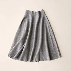 Knit Long Skirts Women Wool Mid-Calf Knit Skirt For Women Saia Longa Woolen Umbrella Long Skirts