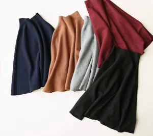 Knit Long Skirts Women Wool Mid-Calf Knit Skirt For Women Saia Longa Woolen Umbrella Long Skirts