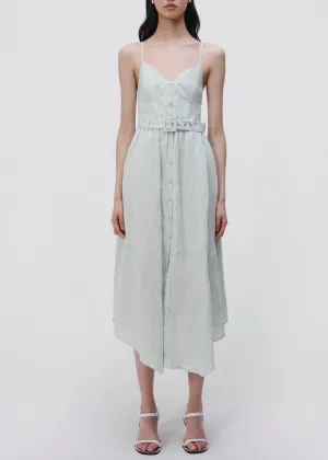 Leighton Striped Linen Belted Midi Dress (Spring Dress)