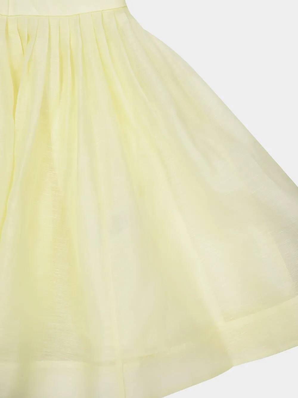 Lemon Silk-Linen V-Neck Mini Dress