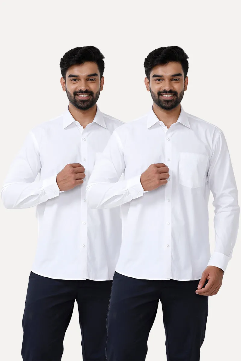 Liberty - 100% Cotton White Shirt Pack of 2 Combo For Men | Uathayam