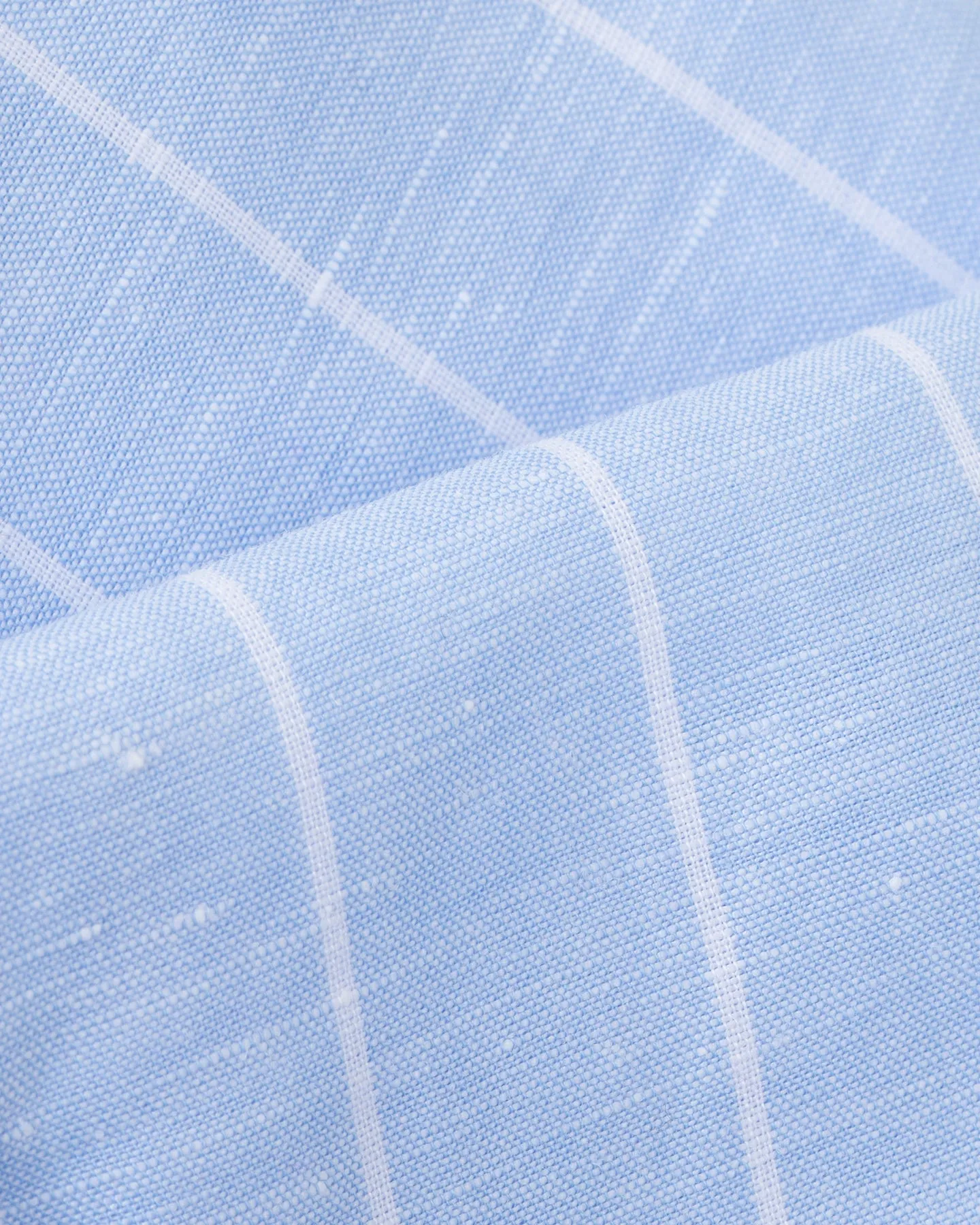 Light Blue Reverse Stripe Cotton Linen Spread Collar Shirt