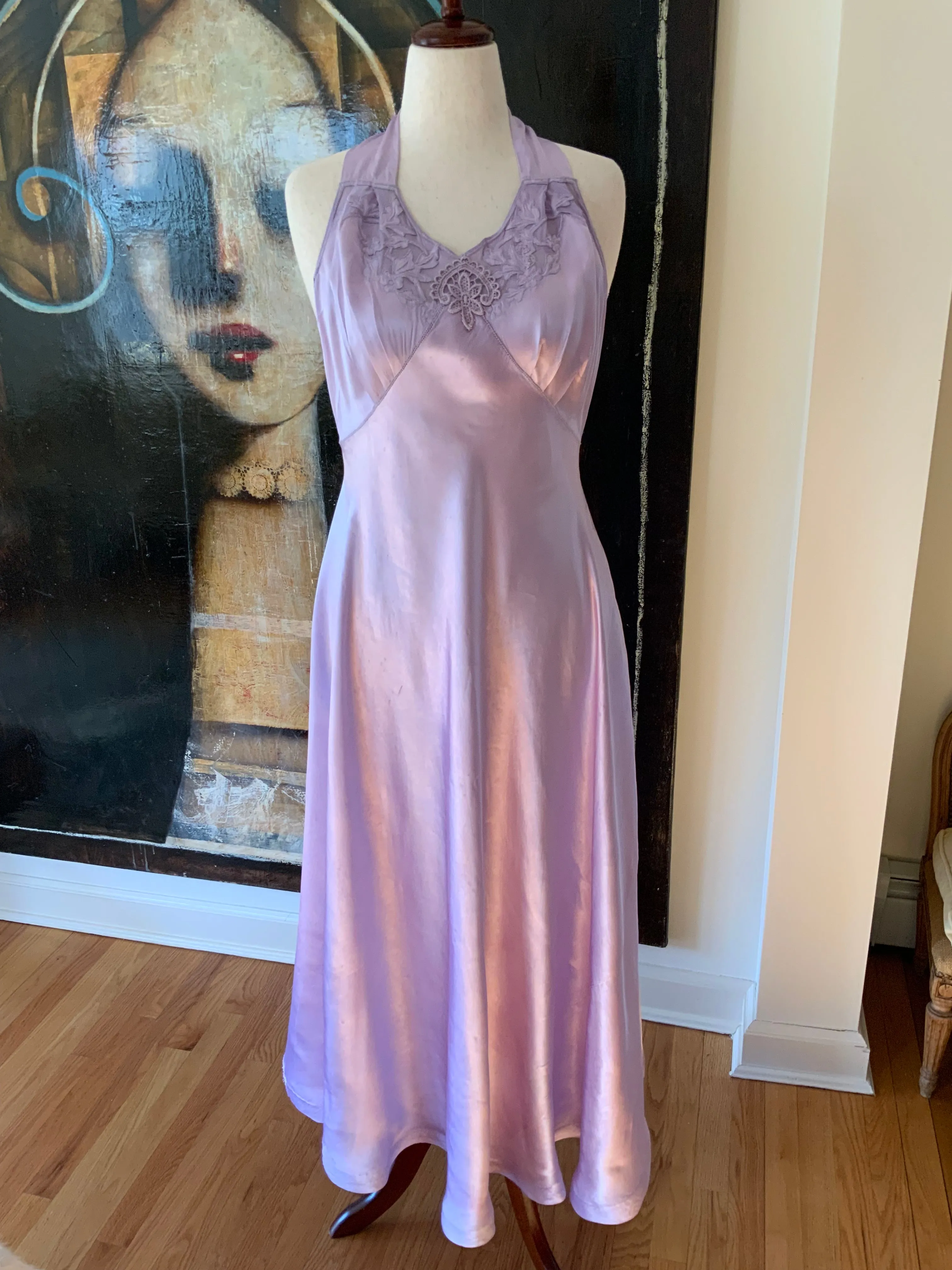 Lilac Satin Dress - 40s - 40L