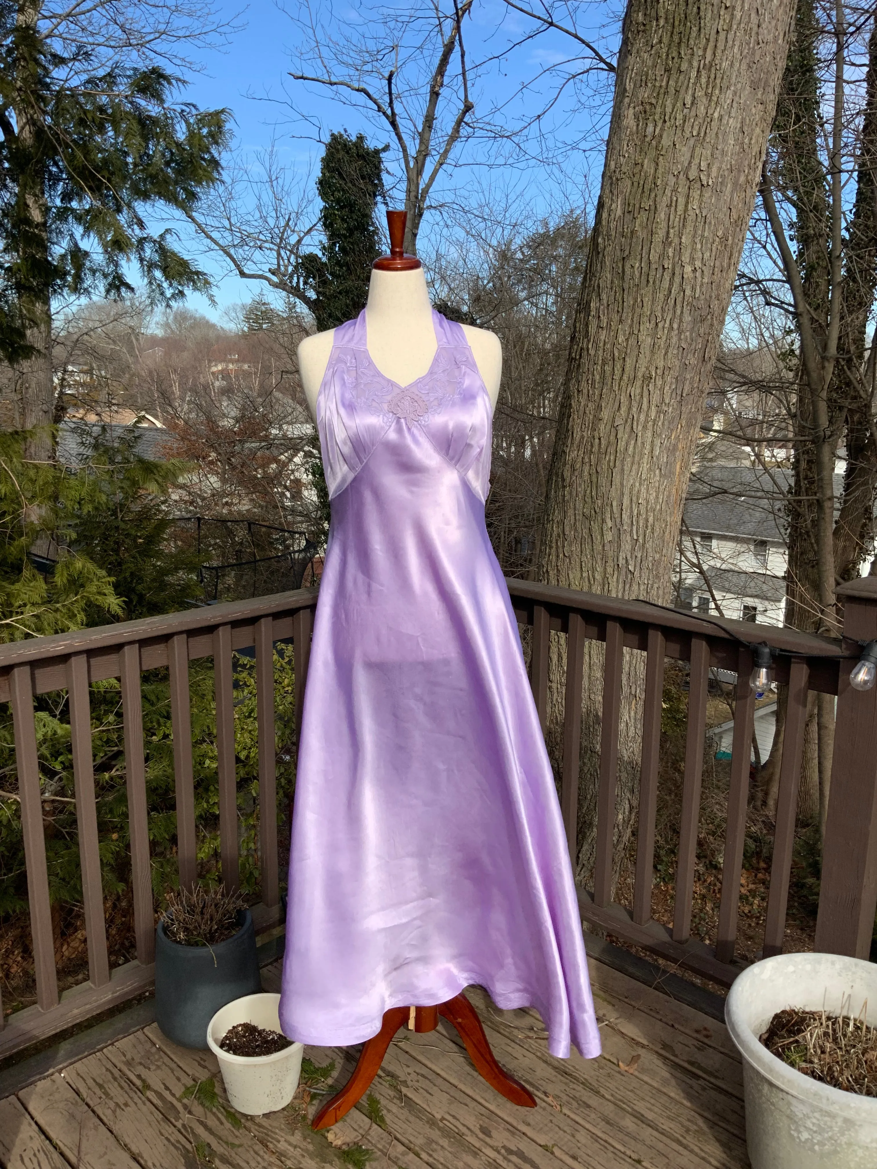 Lilac Satin Dress - 40s - 40L