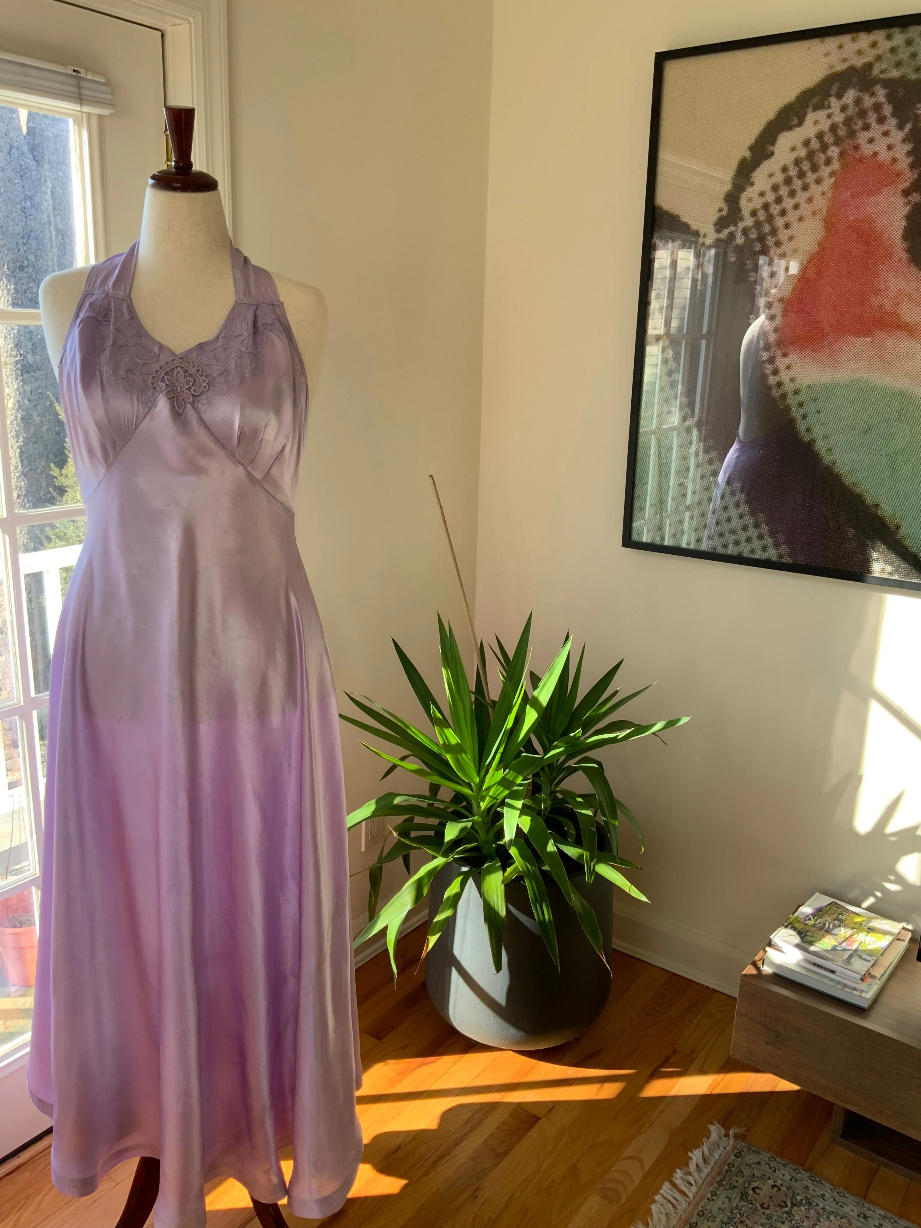 Lilac Satin Dress - 40s - 40L