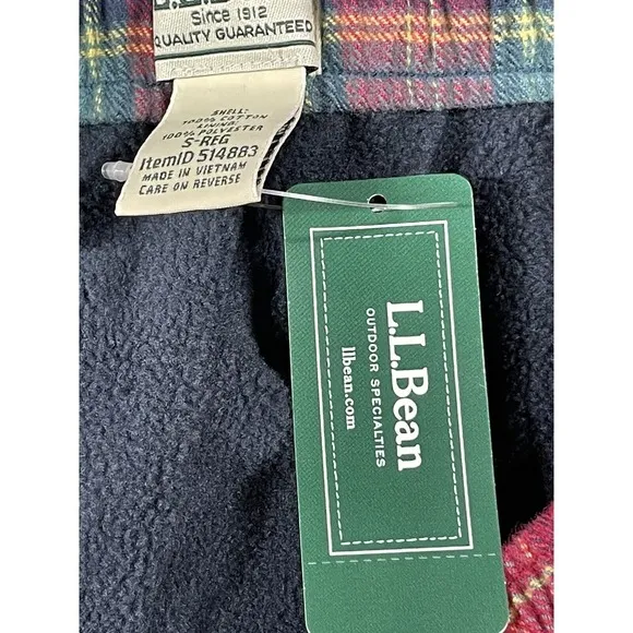 LL Bean Pajama Pants  Men's Red Plaid Fleece Lined Flannel Lounge  NWT