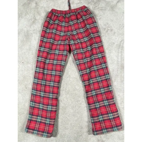 LL Bean Pajama Pants  Men's Red Plaid Fleece Lined Flannel Lounge  NWT