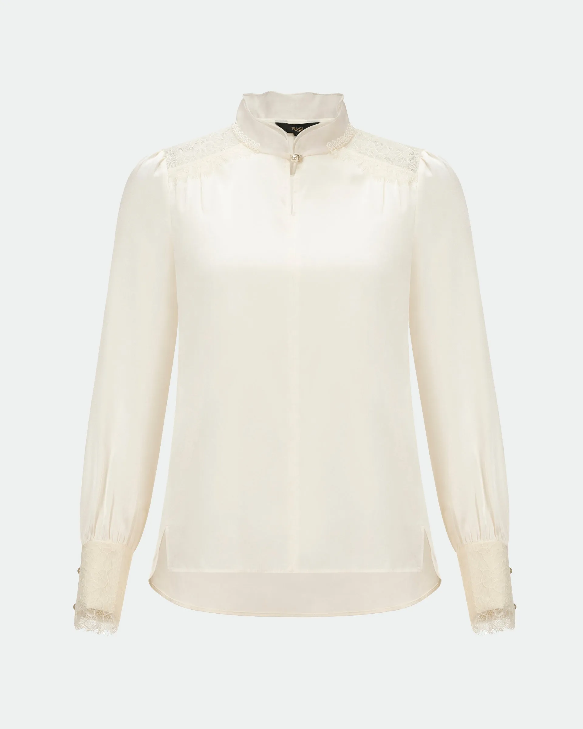 Lustre Satin Double-Layer Blouse