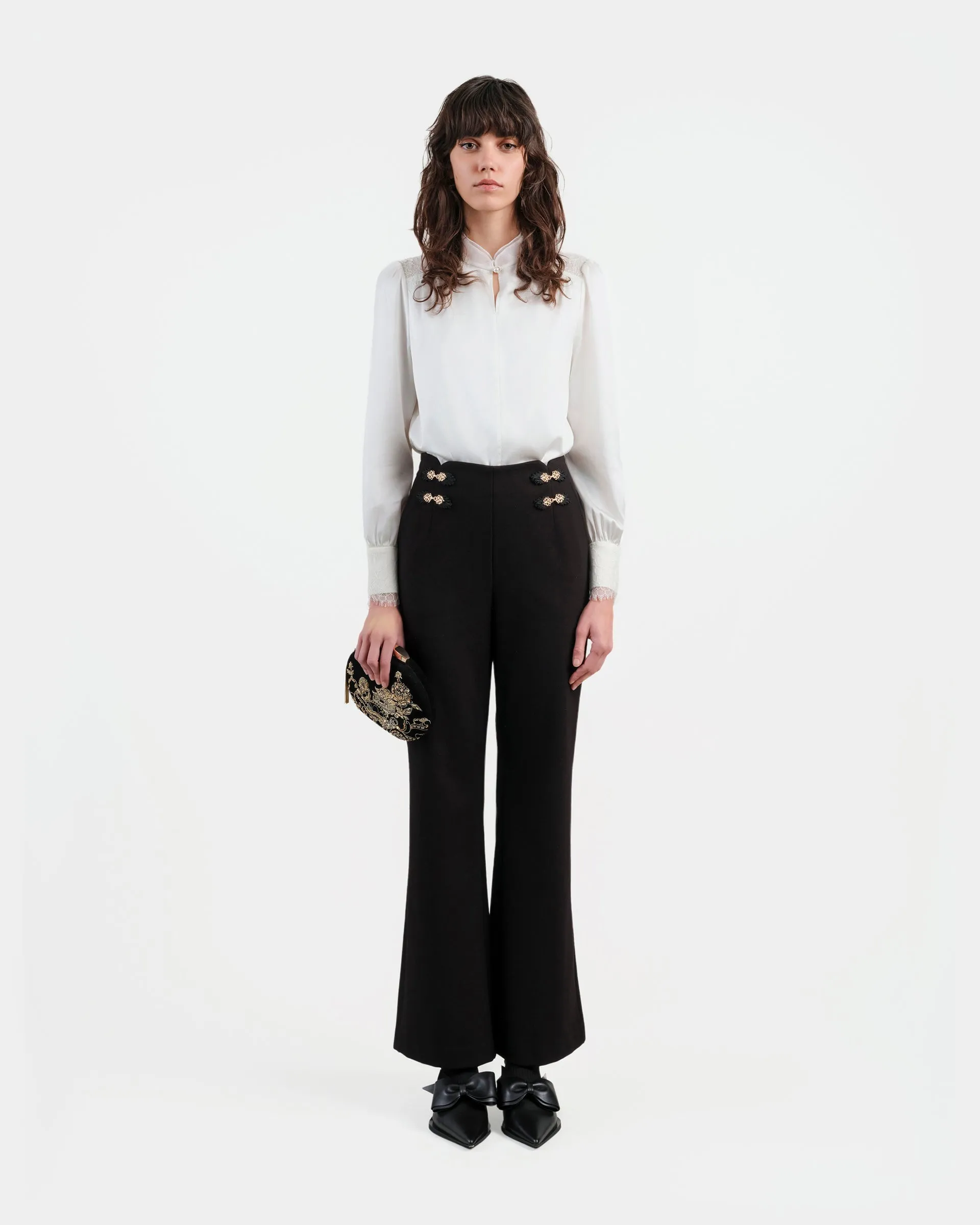 Lustre Satin Double-Layer Blouse