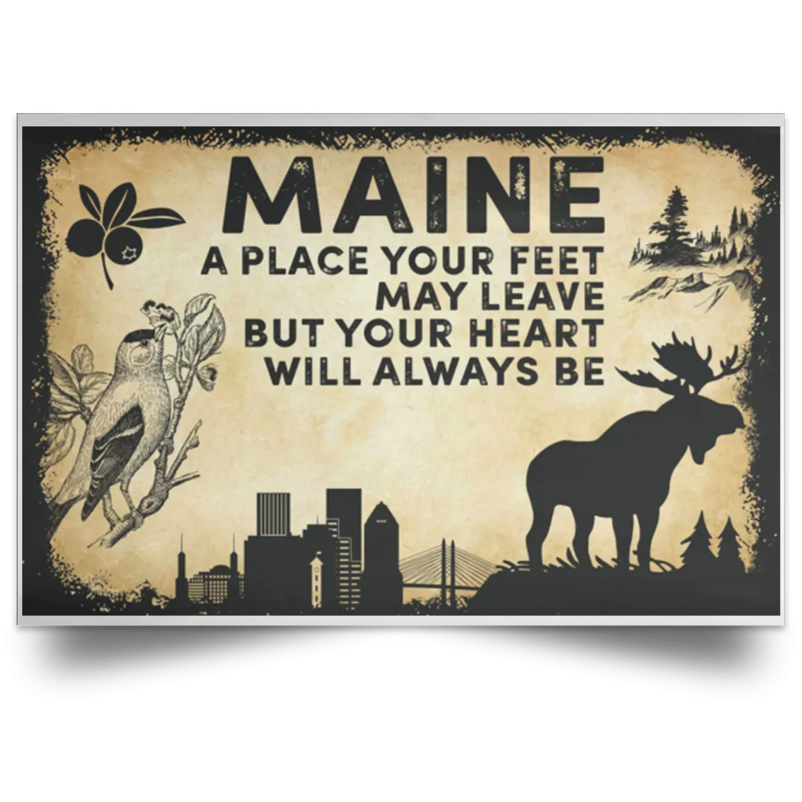Maine A Place Your Feet May Leave Landscape Poster