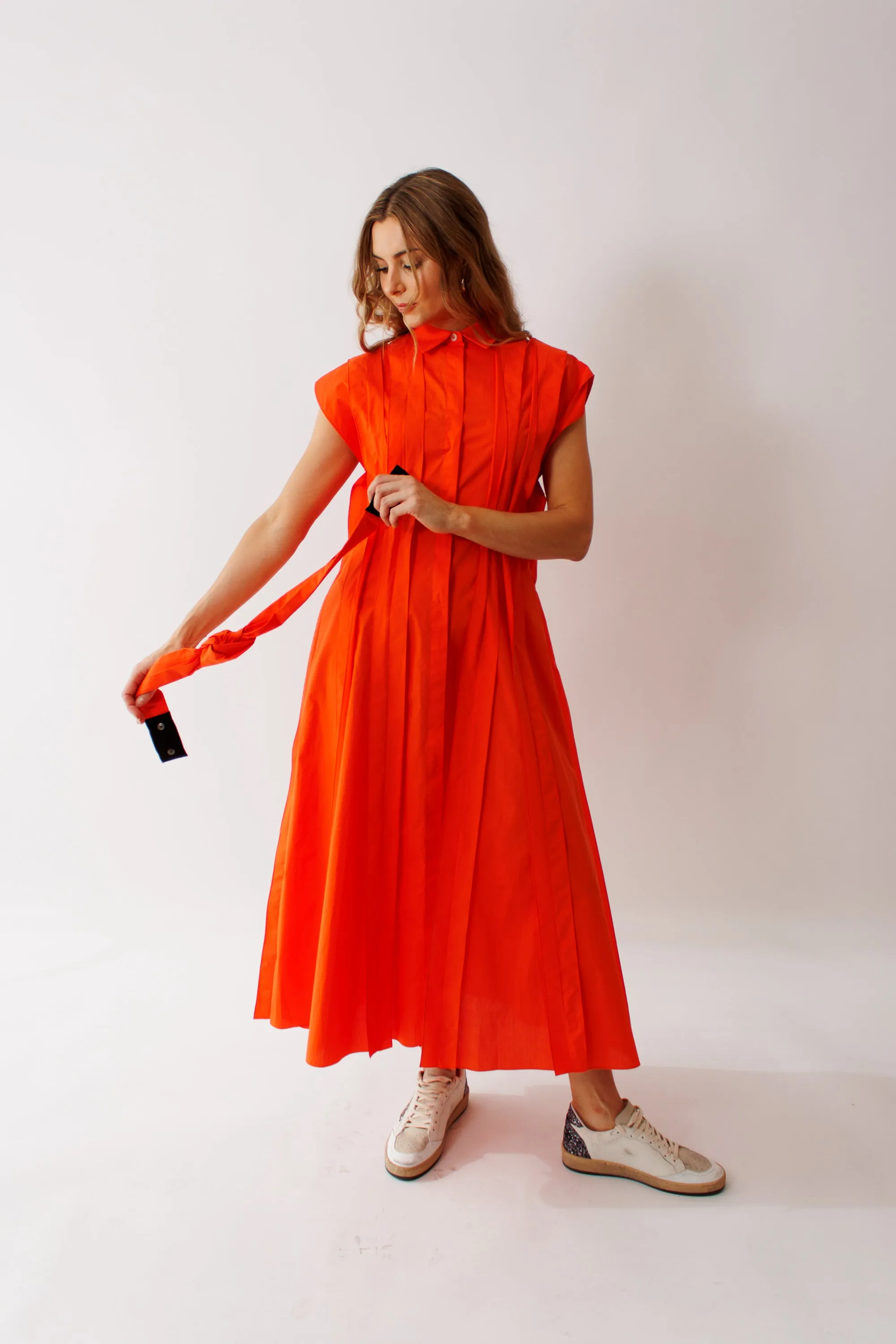 Mantu Pleated Effect Dress With Optional Belt