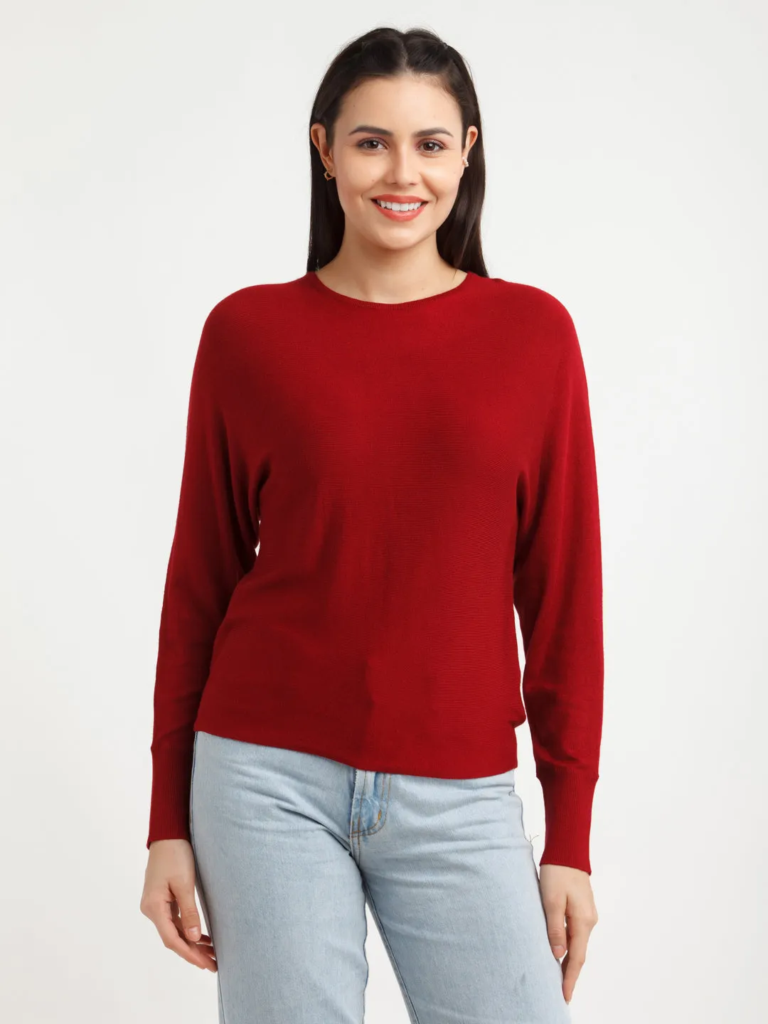 Maroon Solid Sweater