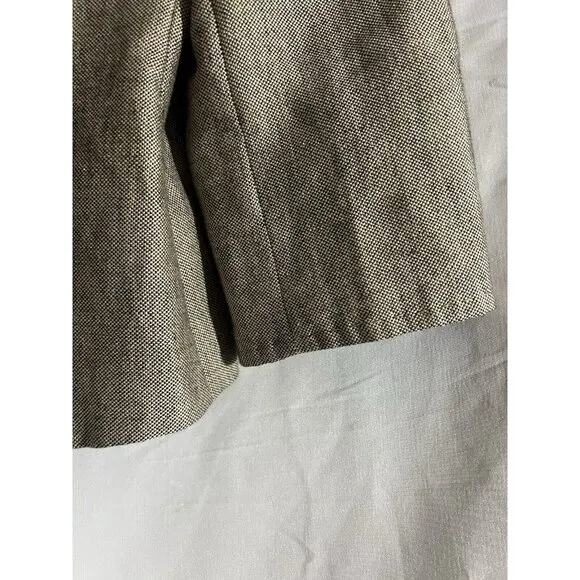 MAX MARA Italy Made Beige Gold Linen Blend Tweed Blazer Jacket Office Vtg  8