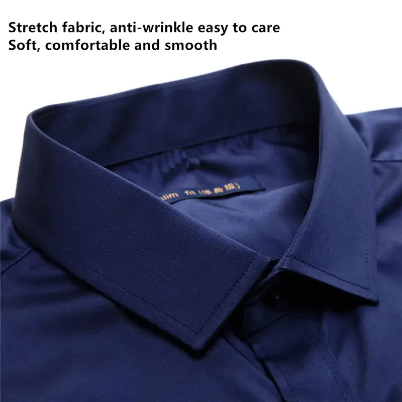 Men's Anti-Wrinkle Business Attire Collared Long Sleeve Button-down Shirt