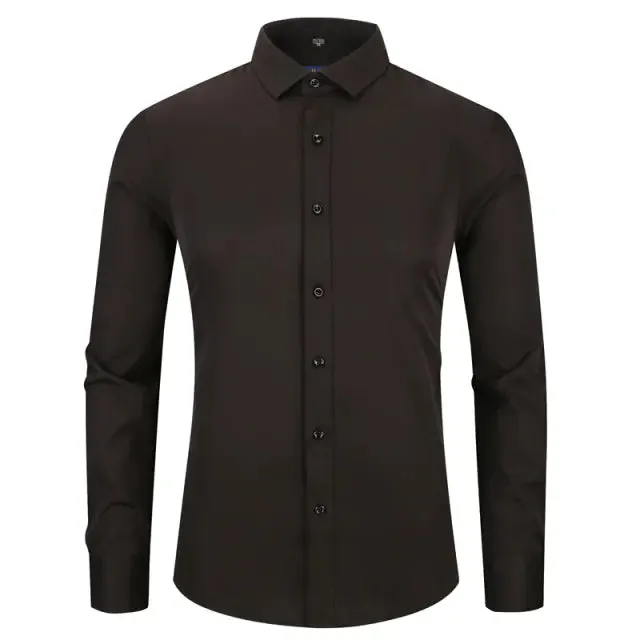 Men's Anti-Wrinkle Business Attire Collared Long Sleeve Button-down Shirt