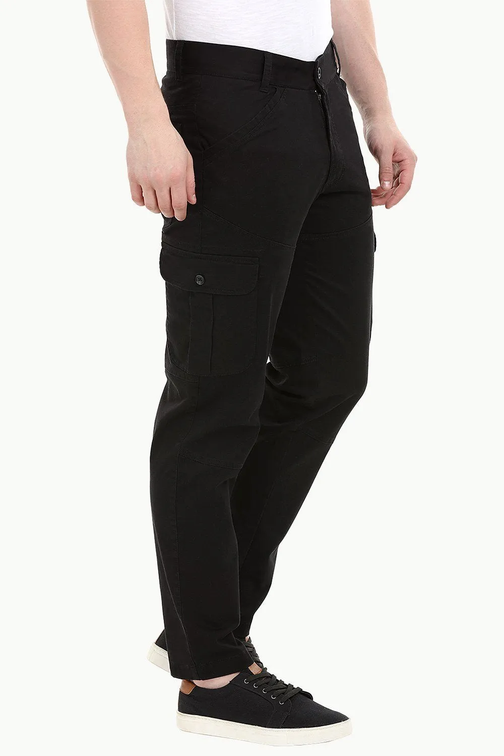 Men's Black 6 Pocket Twill Cargo Pants