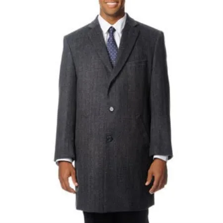 Men's Dress Coat 'Ram' Grey Blend Herringbone Men's Car coat Overcoat ~ Long Men's Dress Topcoat -  Winter coat Tweed houndstooth checkered Pattern