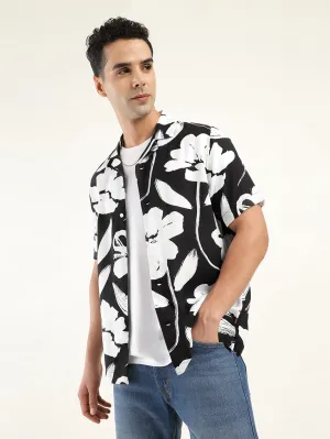 Men's Floral Print Camp Shirt