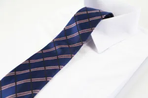 Mens Navy, Red & Black Striped 8cm Patterned Neck Tie