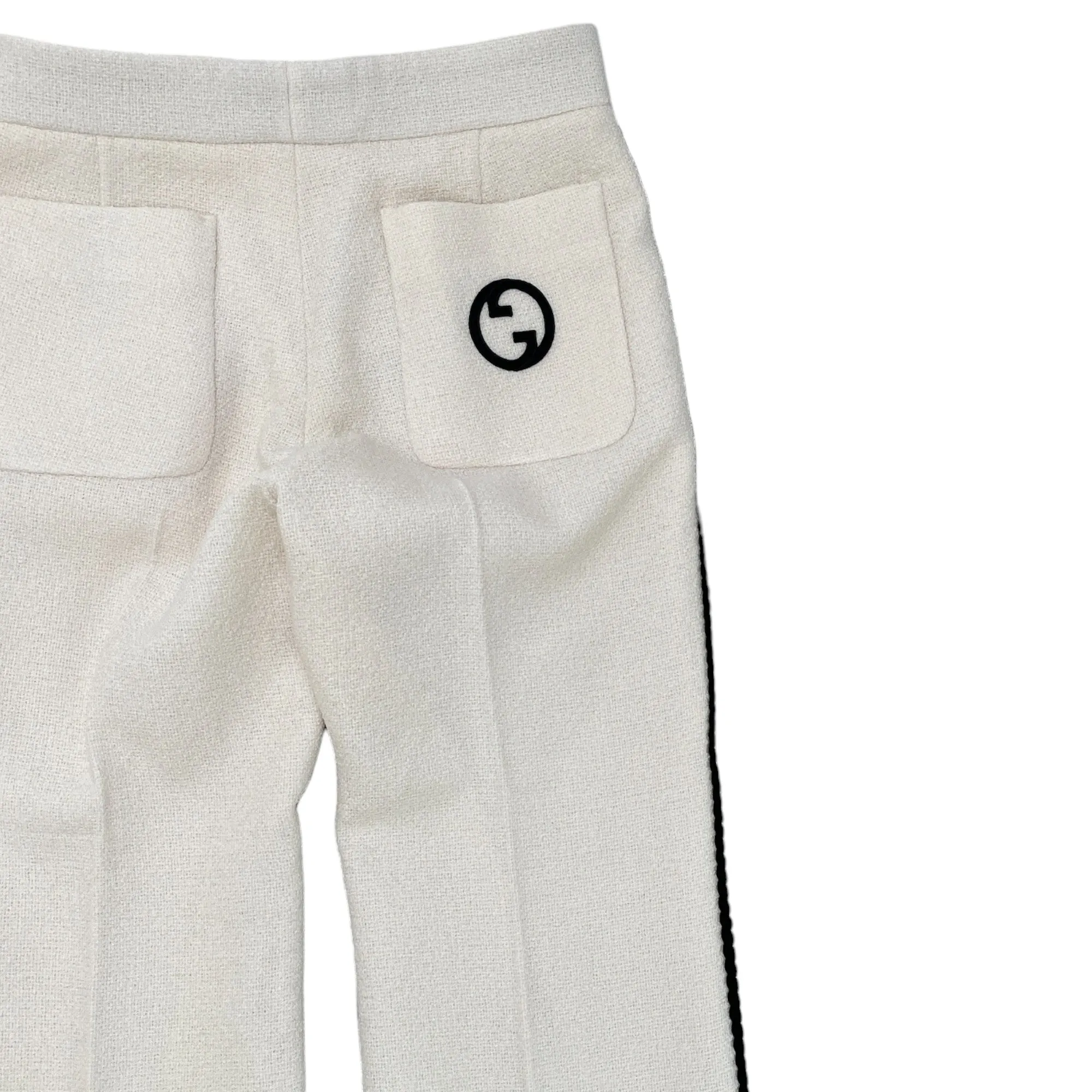 Men's Retro Tweed Logo Trousers Cream Size IT 44 / UK 28