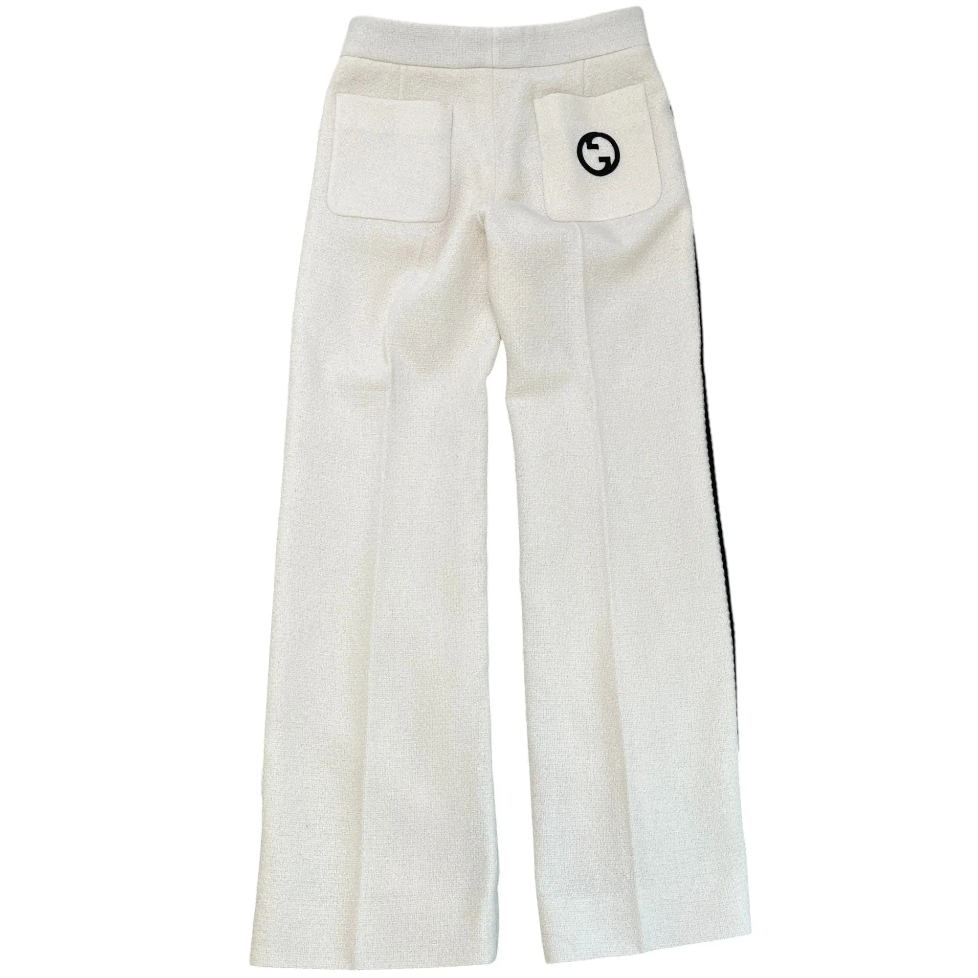 Men's Retro Tweed Logo Trousers Cream Size IT 44 / UK 28