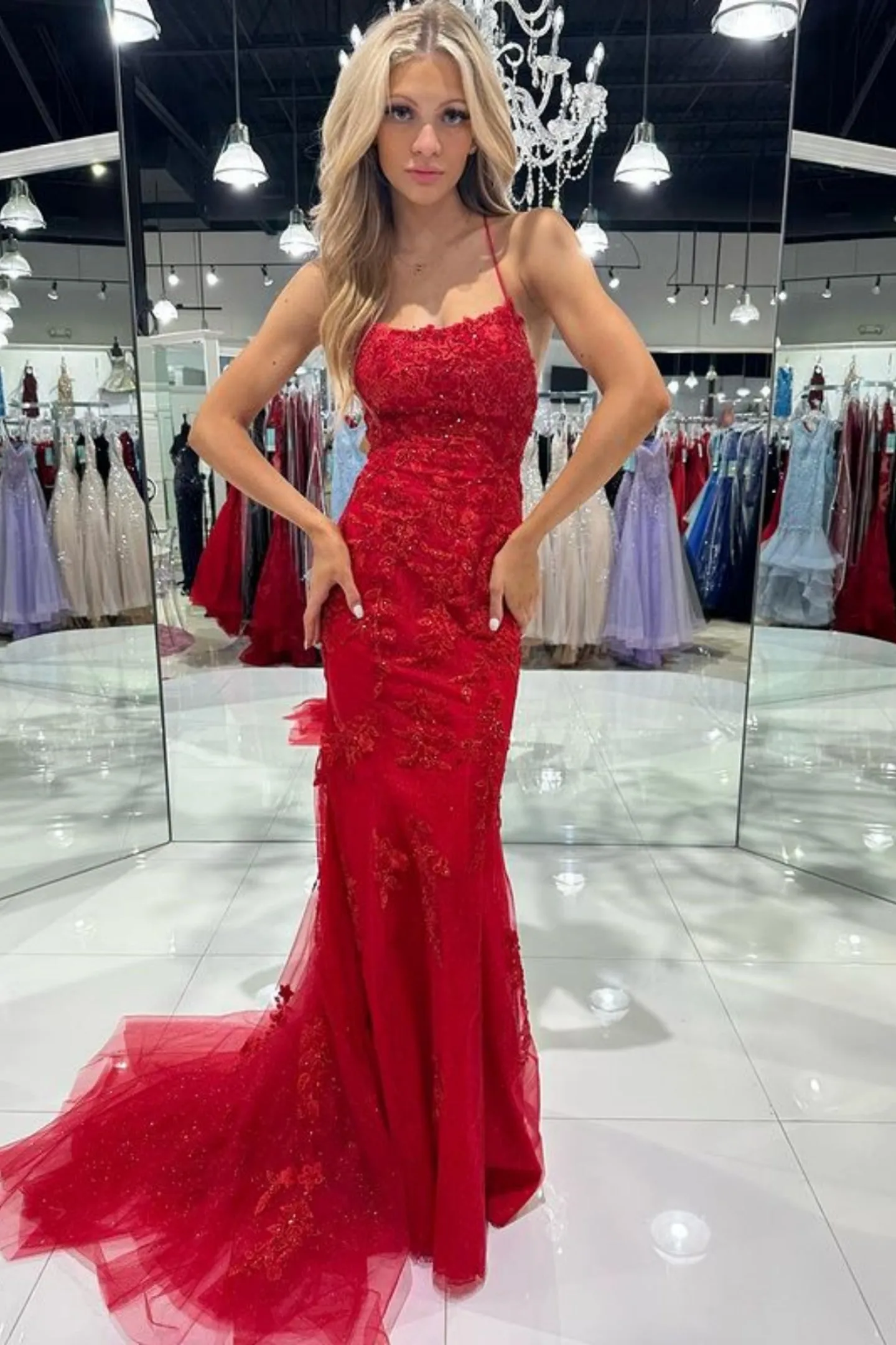 Mermaid Backless Burgundy Lace Long Prom Dress with Train, Mermaid Wine Red Formal Dress, Burgundy Lace Evening Dress A1993