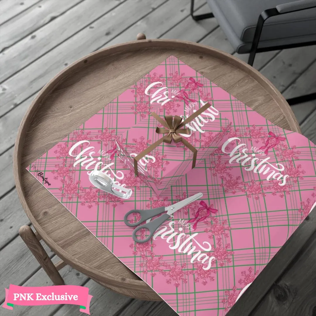 Merry Christmas Gift Wrap Pink and Green