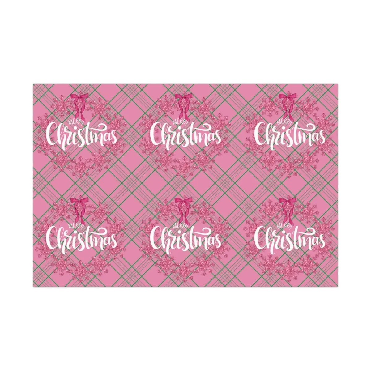 Merry Christmas Gift Wrap Pink and Green