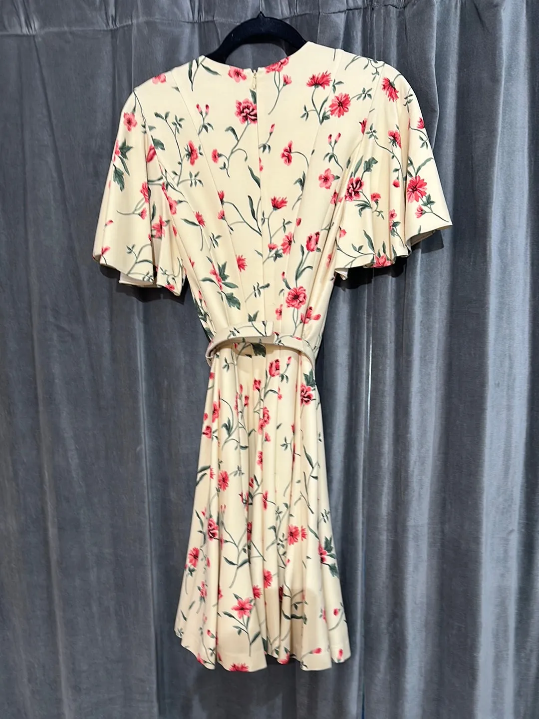 Michael Kors Collection Aged Yellow Short Cape Sleeve Panneled Belted Dress