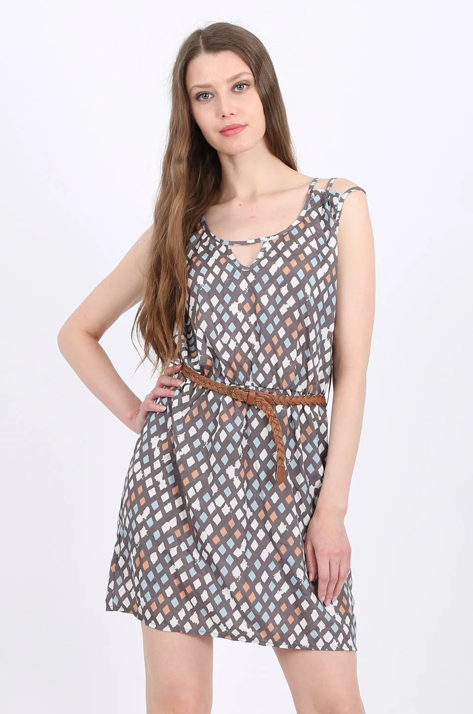 MISS PINKI Natalia mini belted Dress in print