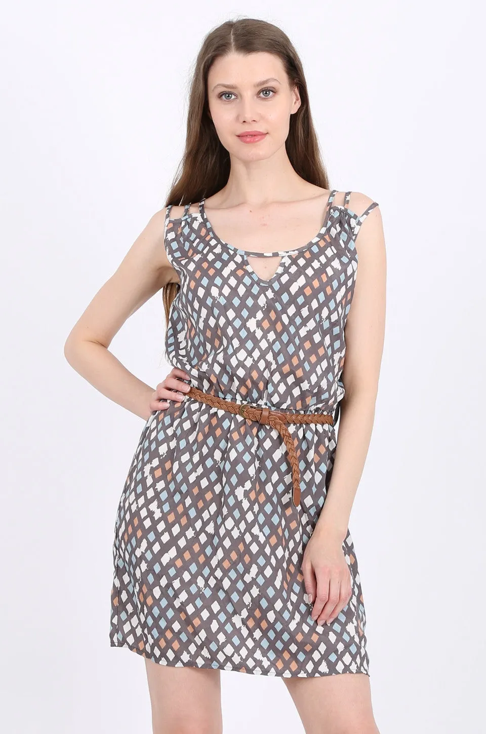 MISS PINKI Natalia mini belted Dress in print