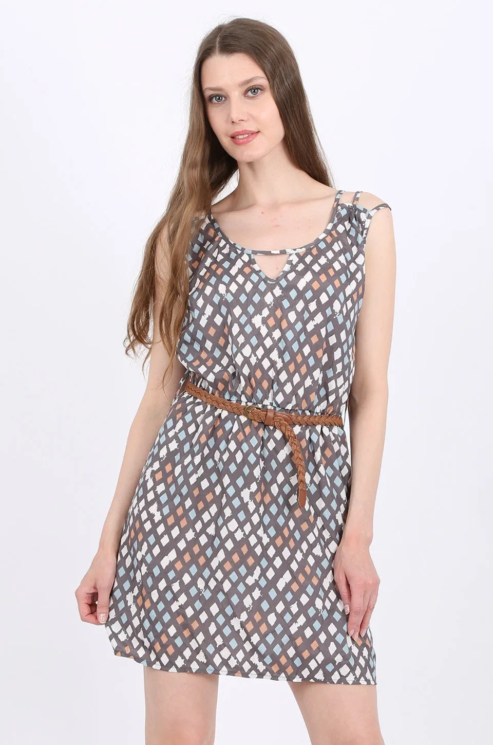 MISS PINKI Natalia mini belted Dress in print
