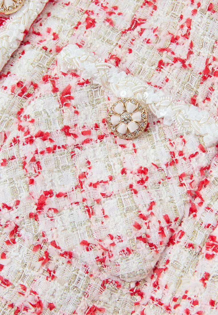 Mixed Lurex Tweed Pocketed Cropped Top