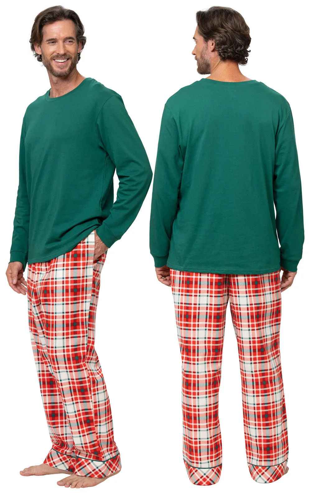 Modern Plaid Pullover Men's Pajamas - Couples