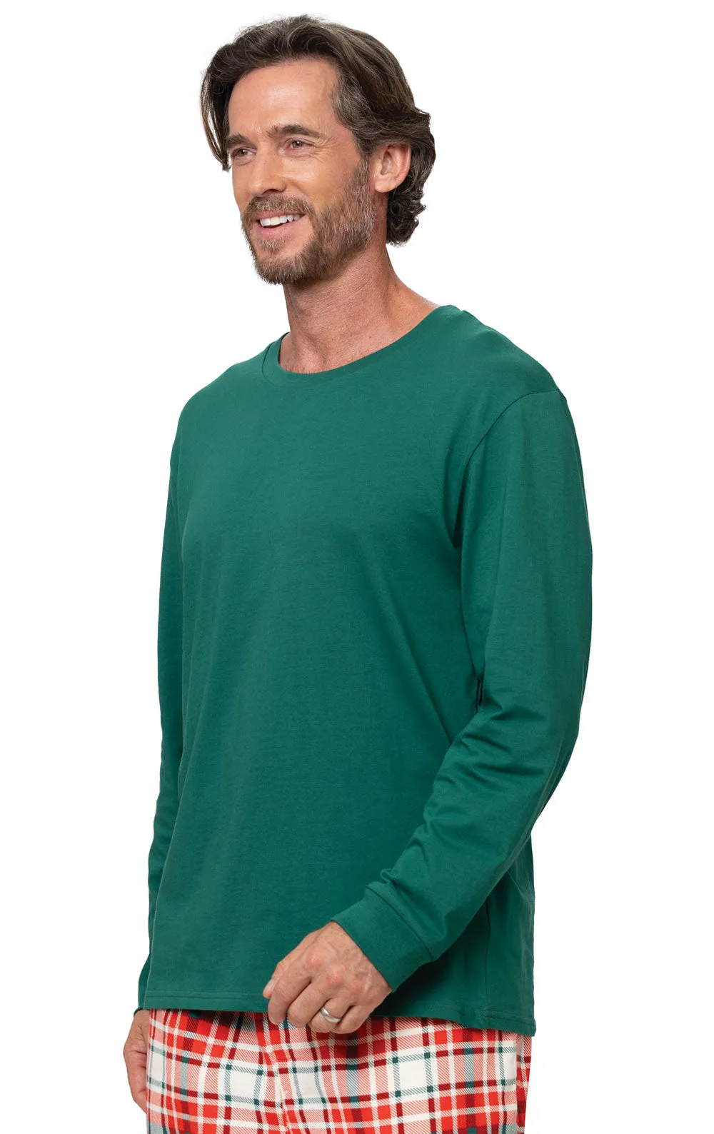 Modern Plaid Pullover Men's Pajamas - Couples